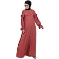 Front open classic frill abaya- Rose Bricks